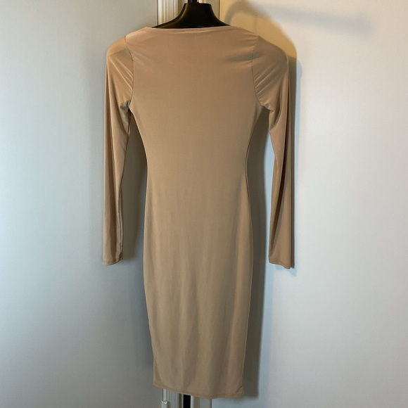 10. Tan Bodycon Long Sleeve Dress for Night Out Size Small - Picture 8 of 8